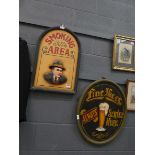 2 modern painted signs 'Smoking Area' and 'Fine Beer'