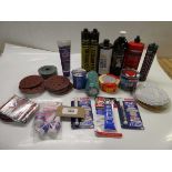 +VAT Silicone, Wood stain, rubbing compound, wood filler, carpet tape, sanding & cutting discs,