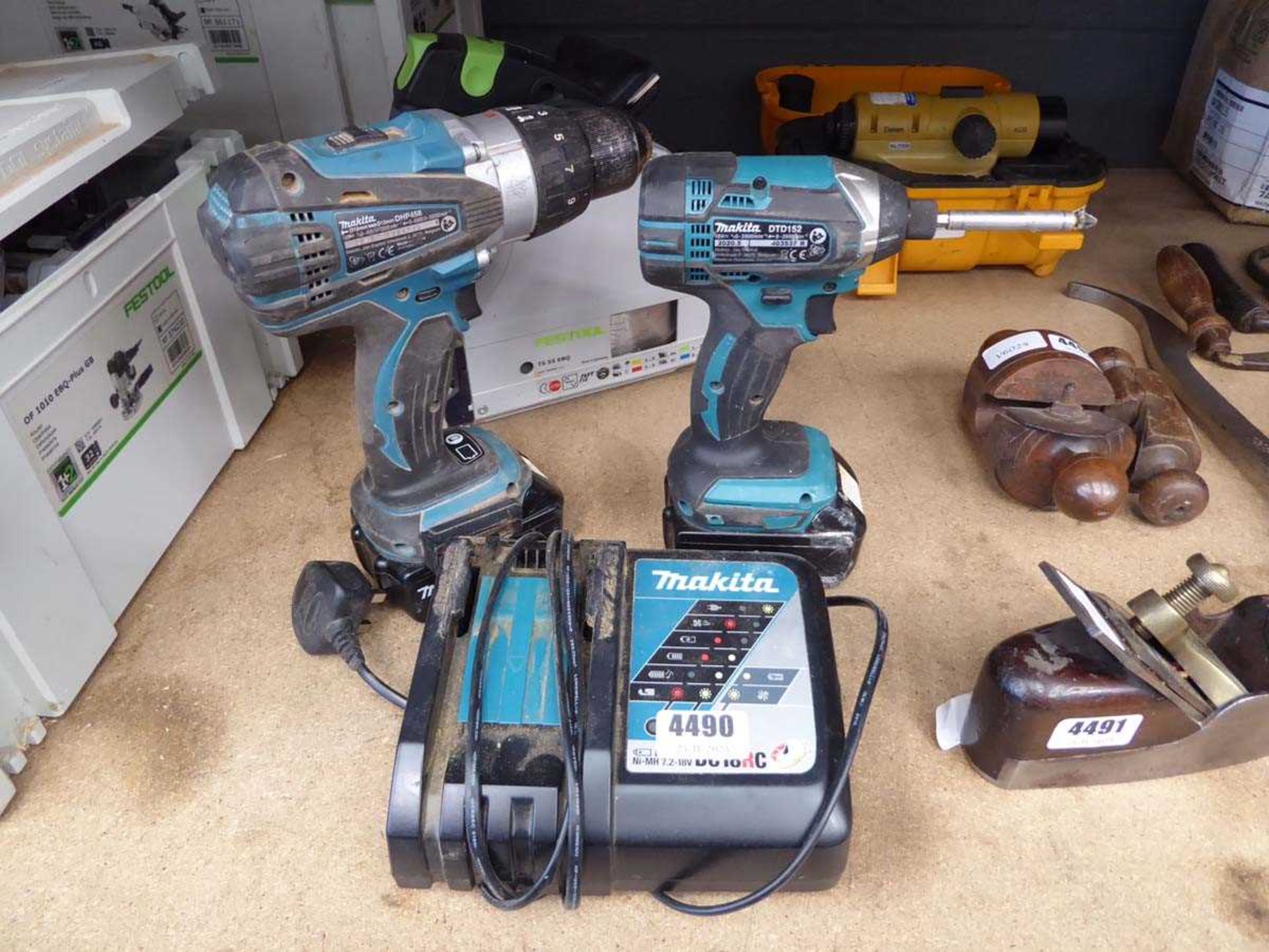 Makita cordless drill and driver, together with 2 batteries and charger