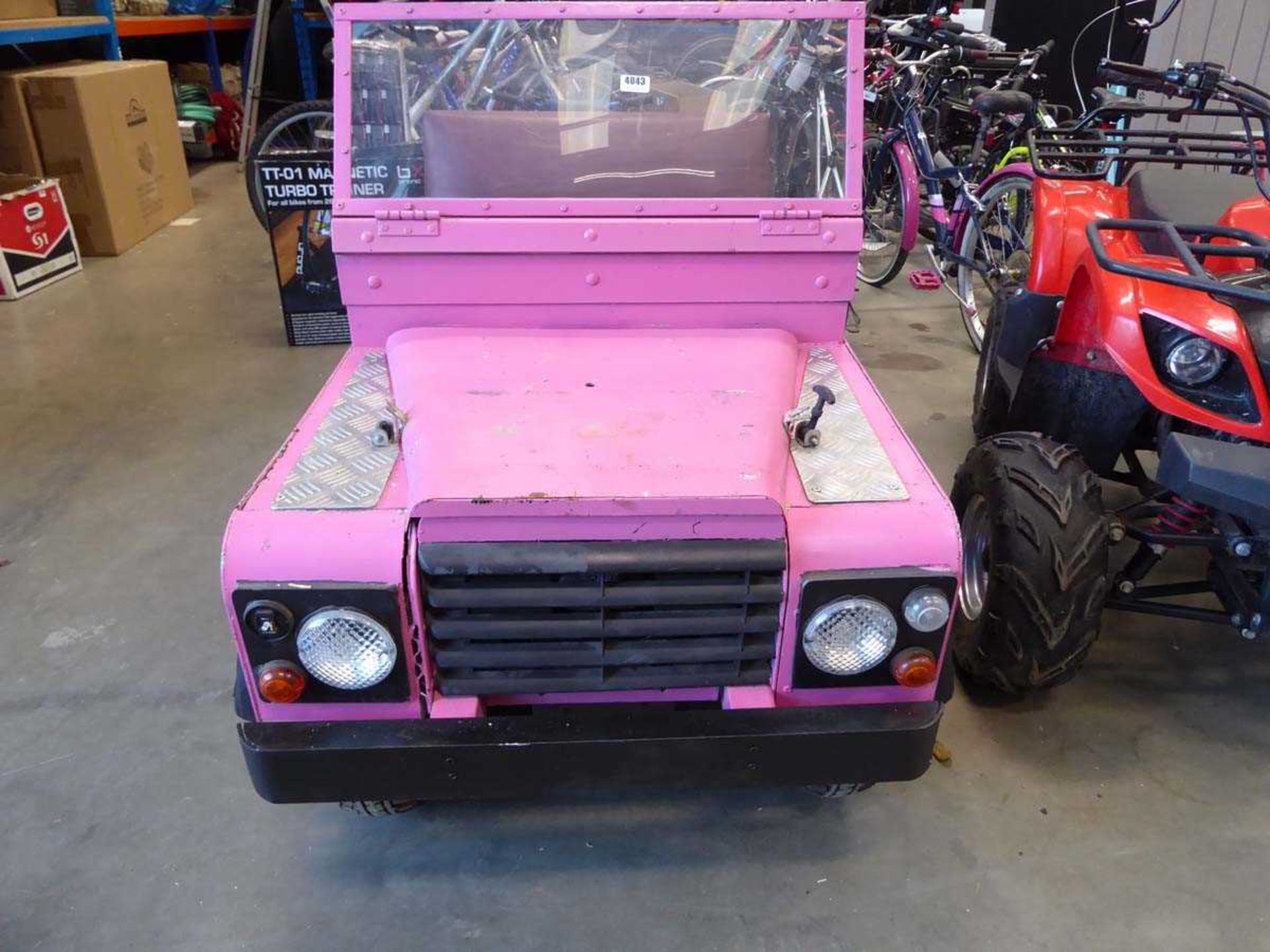 Petrol powered 4-wheel child's pink Landrover style car - Image 3 of 6