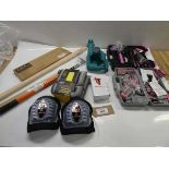 +VAT 2 pink household tool kits, knee pads, door jammer, patio picker knife, hacksaw frame etc