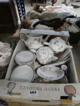 Box containing floral patterned Royal Standard and other crockery
