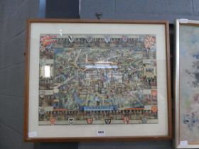 Framed and glazed map of Cambridge