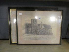 Pair of AG Glass Bedford Church drawings