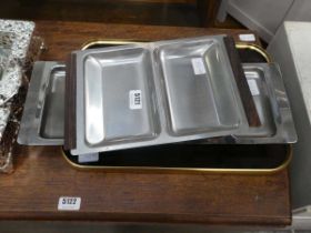 Serving tray plus stainless steel dishes