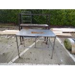 Metal table and 3-shelf rack