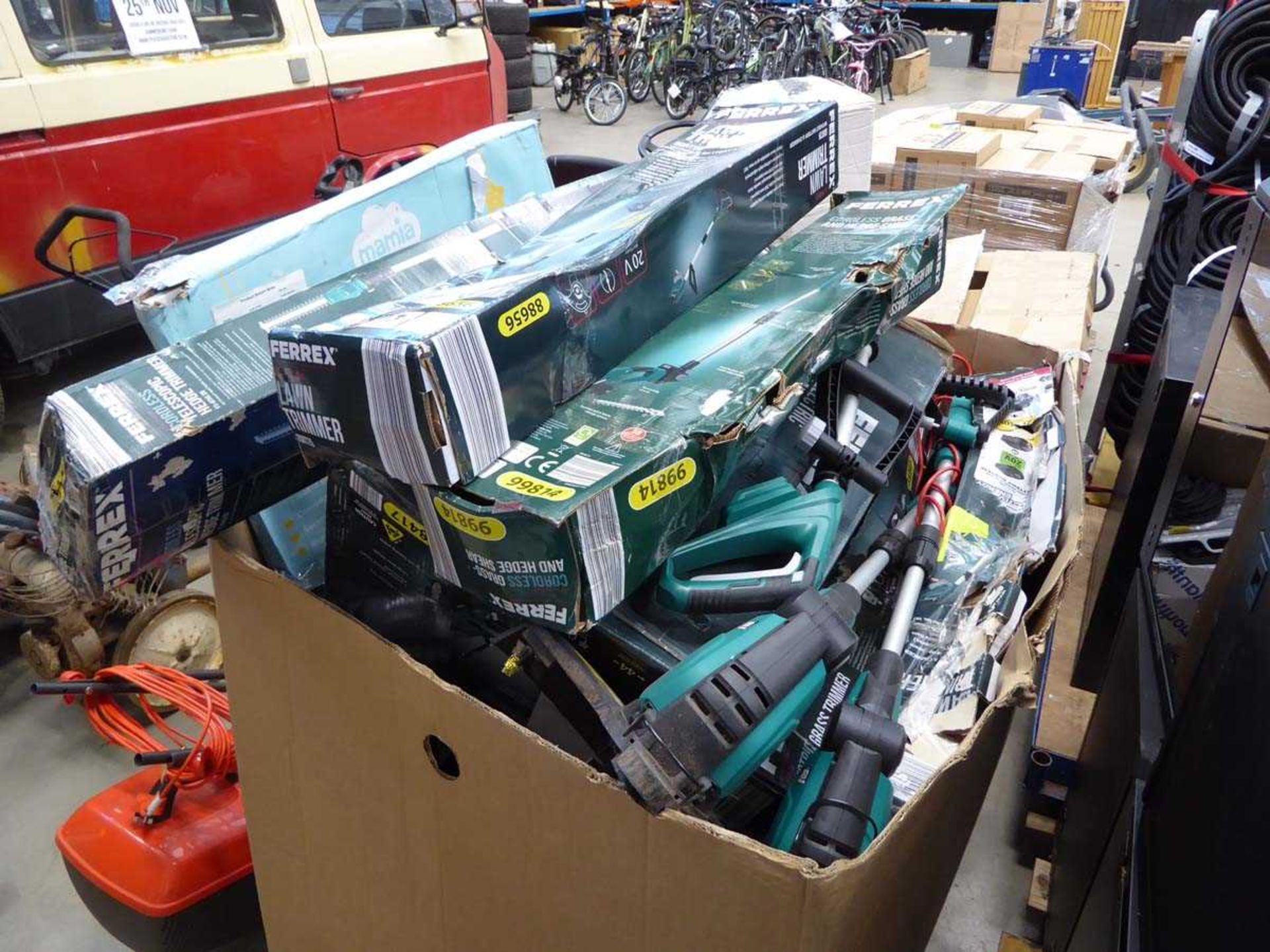 +VAT Pallet containing large qty of Ferrex electric and battery powered garden tools