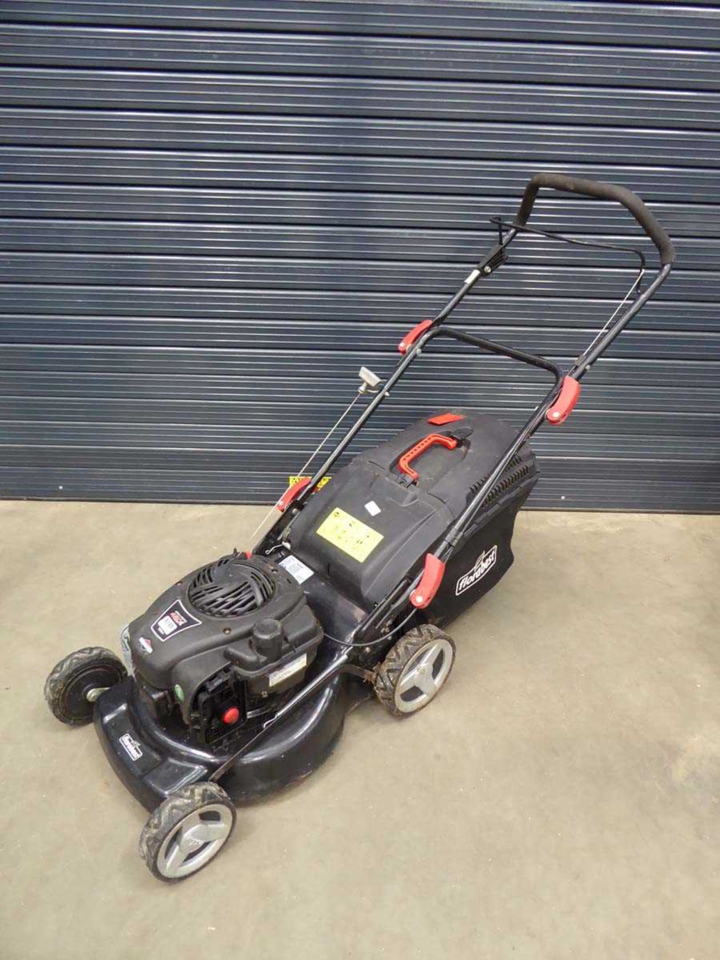 Florabest petrol powered rotary mower with grass box