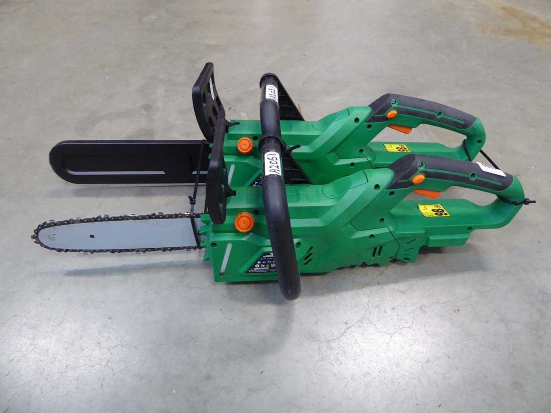 Two Hawskmoor battery powered chainsaw, no battery or charger