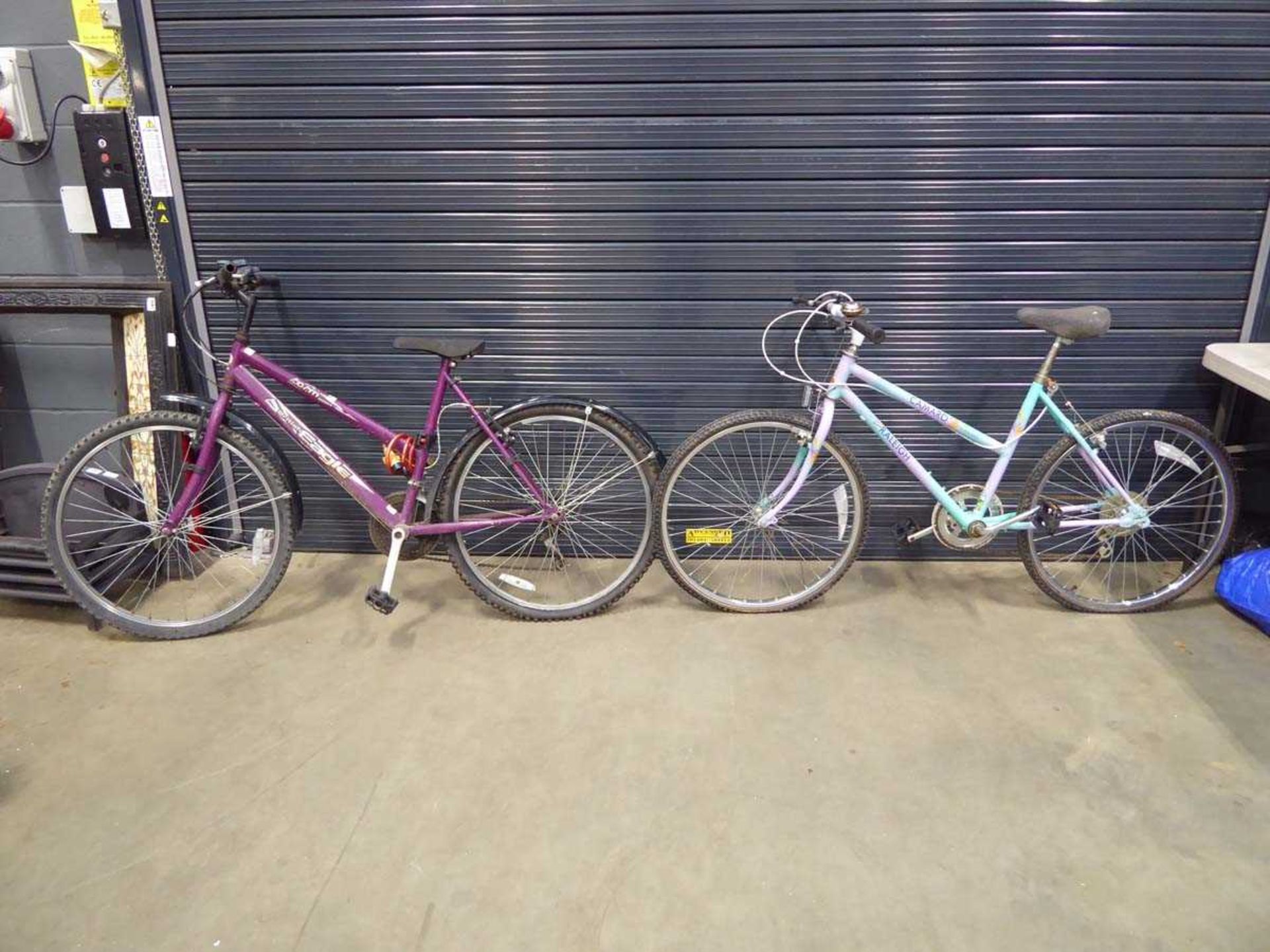 British Eagle purple ladies bike and Raleigh multi-coloured bike
