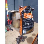 +VAT Box of metal robins and bag of charcoal briquettes