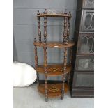 Victorian inlaid four tier what-not stand