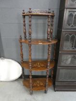 Victorian inlaid four tier what-not stand