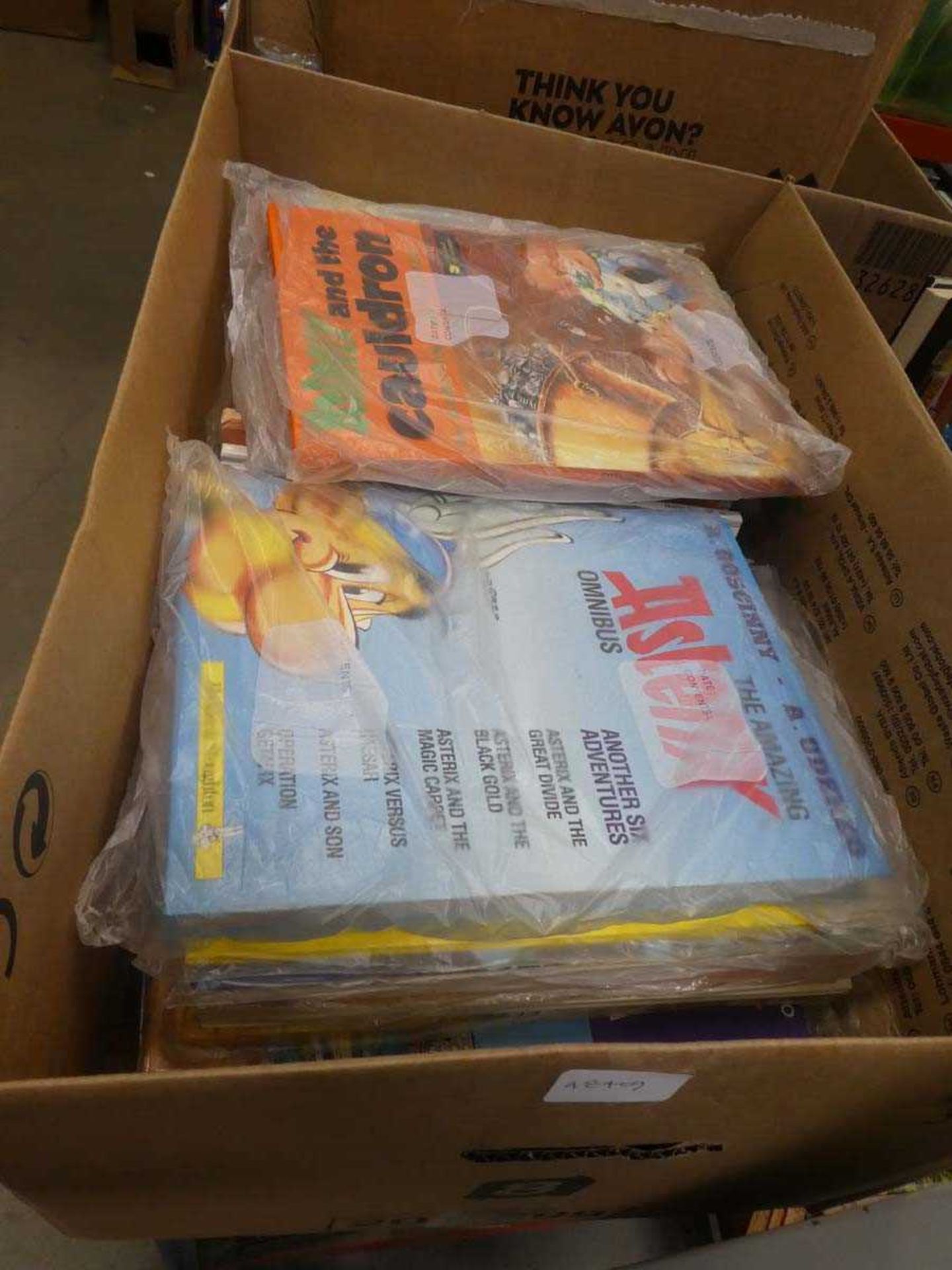 Box containing Asterix books