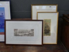 (6) 2 x blind stamp prints - Moroccan doorway and Italian town plus a Venetian scene