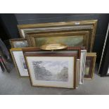 Quantity of prints and paintings, to include Bedford Embankment, cottages, rural scenes and yachts