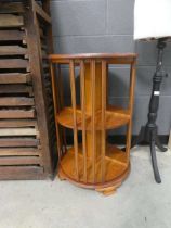 Reproduction yew cylindrical revolving bookcase