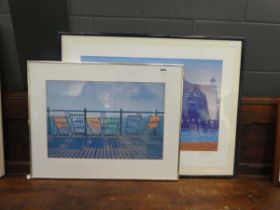 (3) 2 x seaside prints - the promenade and Brighton Pier