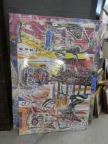 +VAT Pair of Basquiat style wall hangings