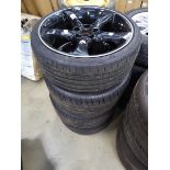 Set of BMW black alloy wheels with tyres, size 225-35r19