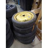 +VAT Five assorted wheels and tyres