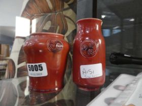 Two rouge glazed pots