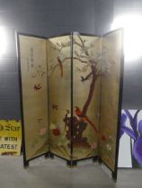 +VAT Three fold Chinese room divider with bird foliage pattern