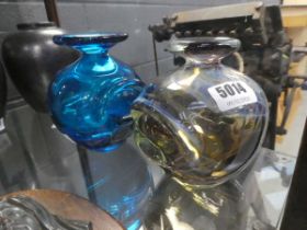 Two coloured glass vases