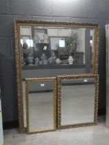 Three rectangular mirror in decorative gilt frames