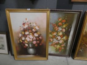 Two modern oils on canvas of still life with flowers