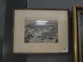 20th Century School, 'Jerusalem from the Mount of Olives', signed and numbered 16/25, etching, image