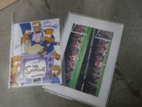 Three photographic prints of the Simpsons, Friends and a football match