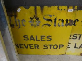 "The Star - sales never stops" enamelled sign