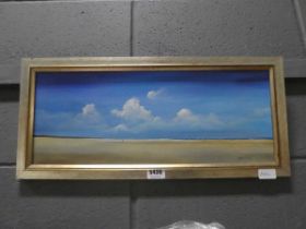 Modern oil on board, seashore with big sky