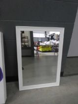 Rectangular mirror in white painted frame