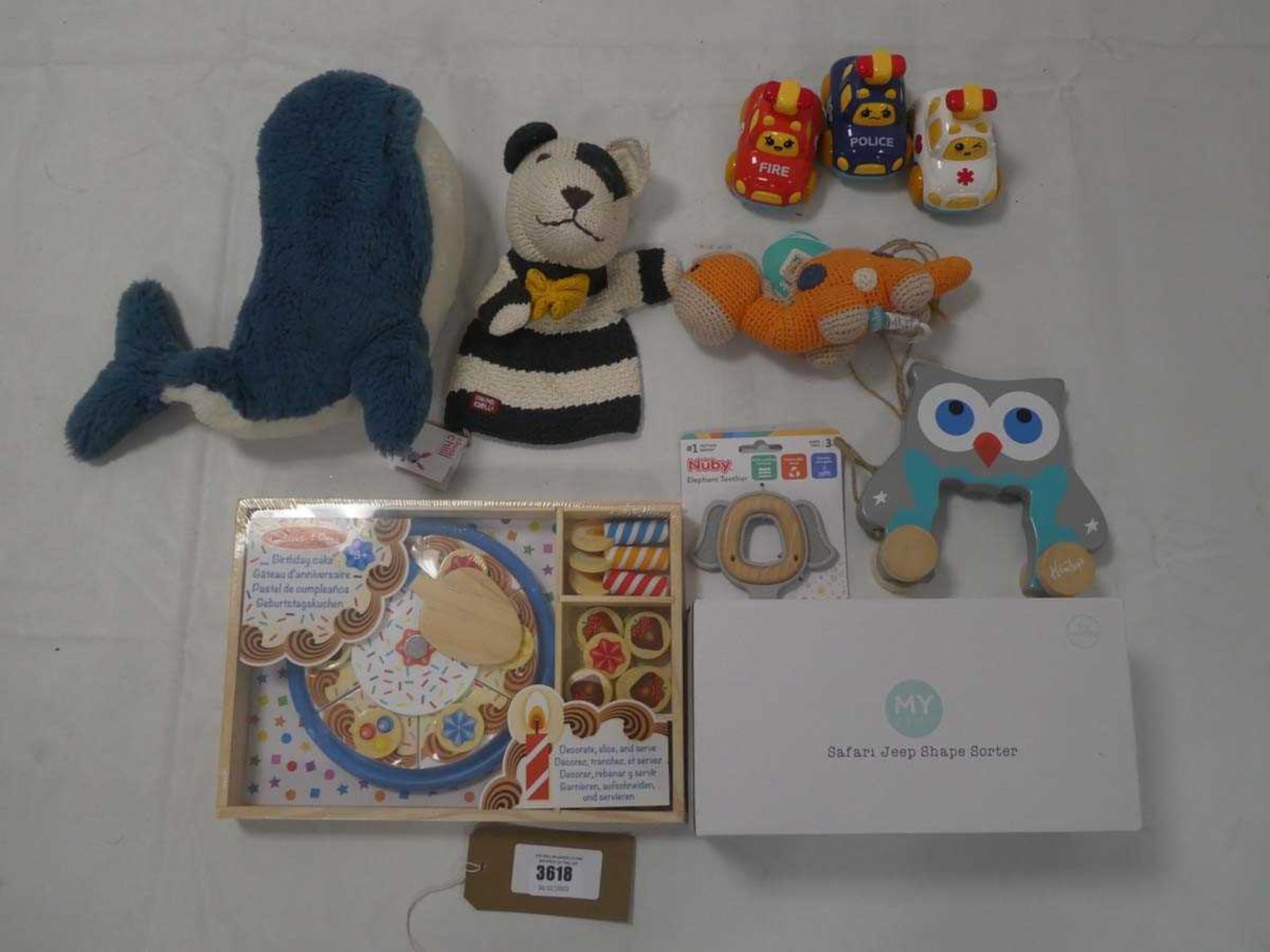 +VAT Selection of baby related toys to include Pebble rattle, Hamleys pull along toy, Nuby