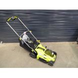 +VAT Ryobi battery powered lawnmower complete with battery and charger