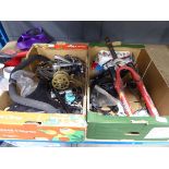 2 boxes of used bike parts