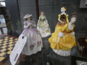 4 Worcester, Doulton and Coalport lady figures