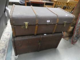 2 canvas travelling trunks