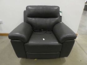 Grey leather effect electric reclining armchair