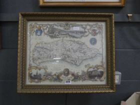 Framed and glazed map of Sussex