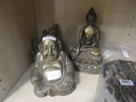 3 brass Buddha figures