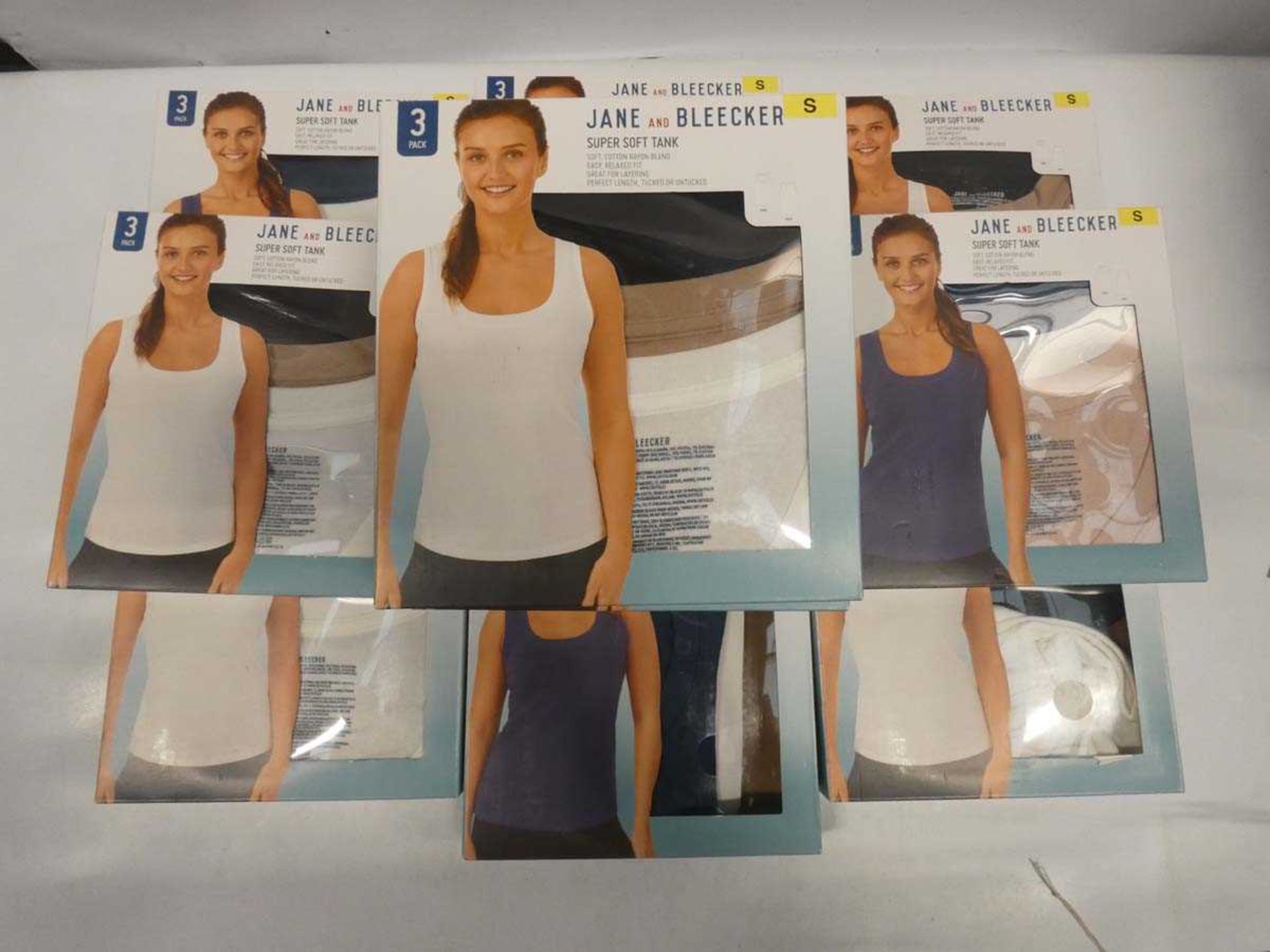 +VAT 12 packs of Jane and Bleecker women's 3-pack cotton vests, size S
