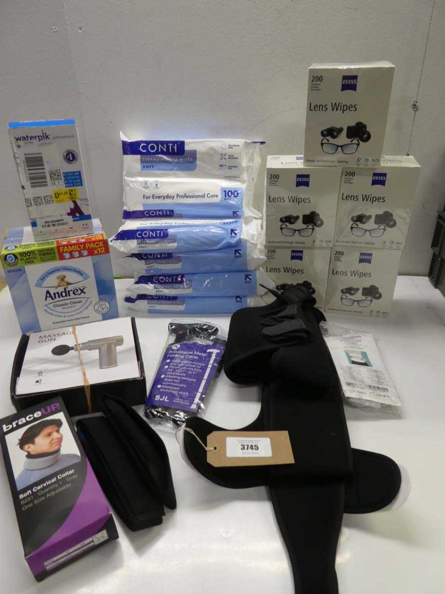 +VAT Conti cleansing dry wipes, Lens wipes, Andrex Classic Clean wipes, Waterpik water flosser,