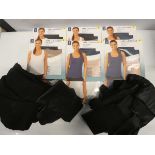 +VAT 9 packs of Jane and Bleecker women's 3-pack cotton vests, along with loose women's leggings