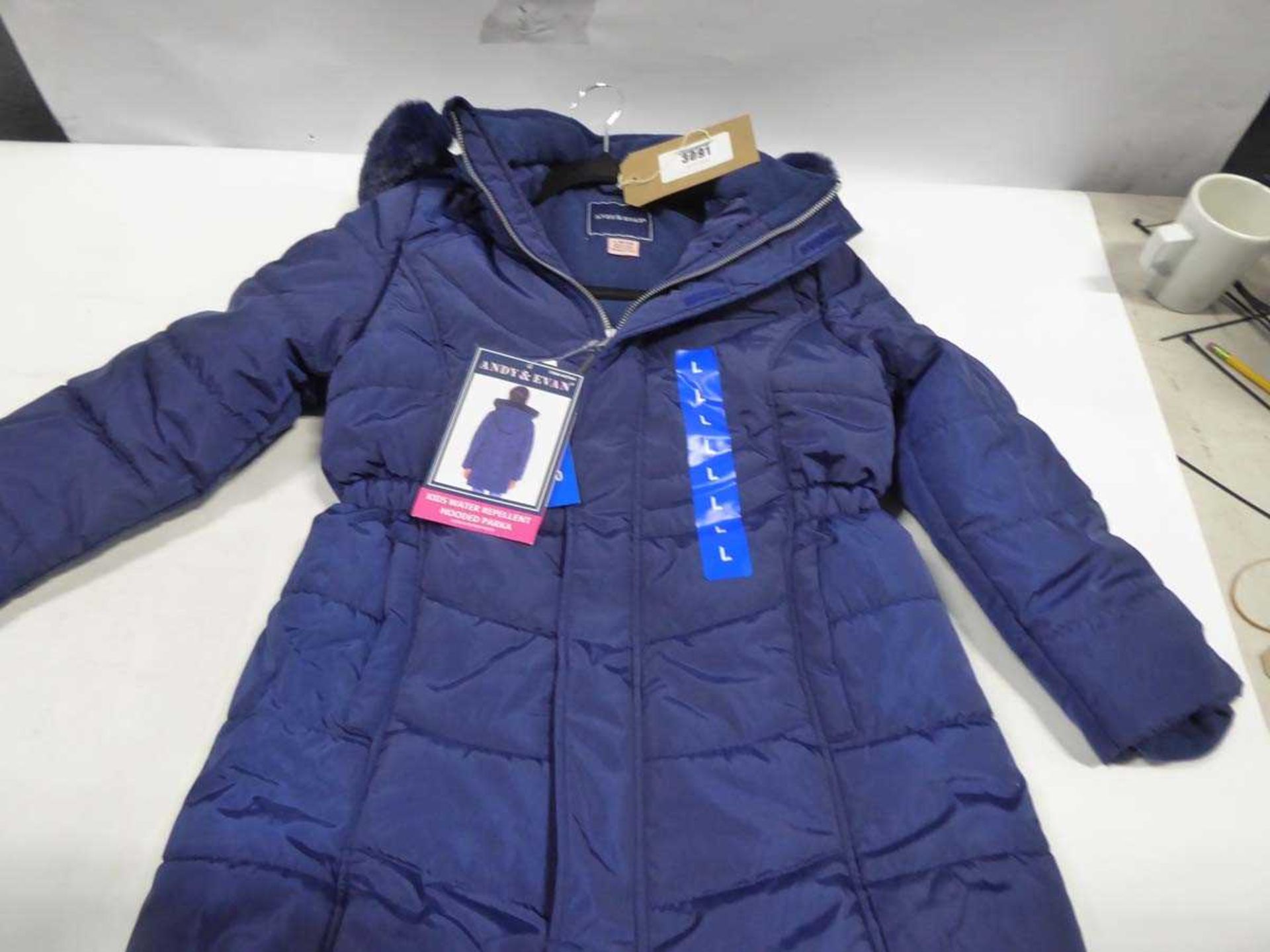 Large size 9-10 Andy and Evan blue water repellent parka