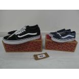 +VAT 2 x Boxed pairs of Vans in black and navy sizes UK8 and UK13