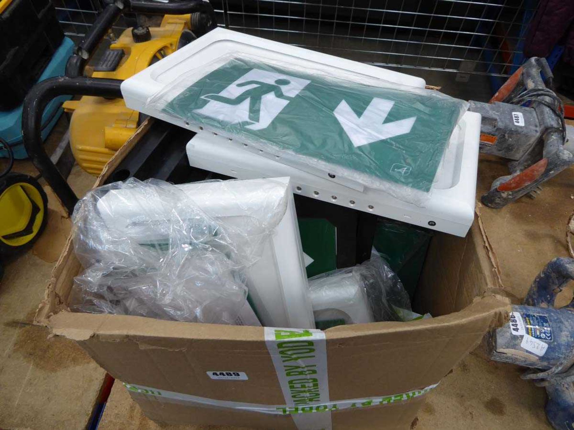 Box of fire exit signs