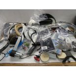+VAT Large box containing springs, fixings, brackets, antenna, rubber seal, draught excluder, hose